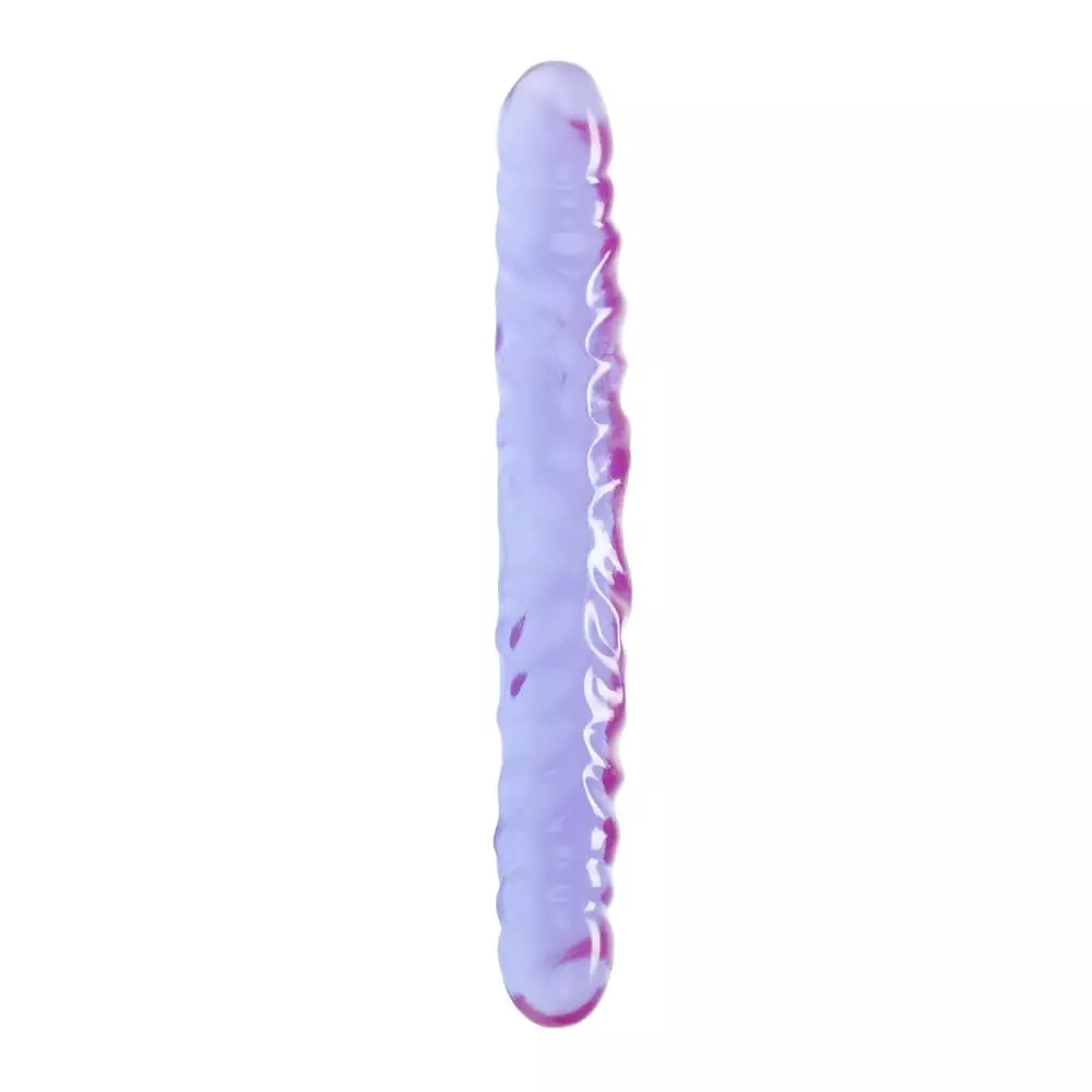 CalExotics Reflective Gel 12 inch Veined Double Dong In Purple